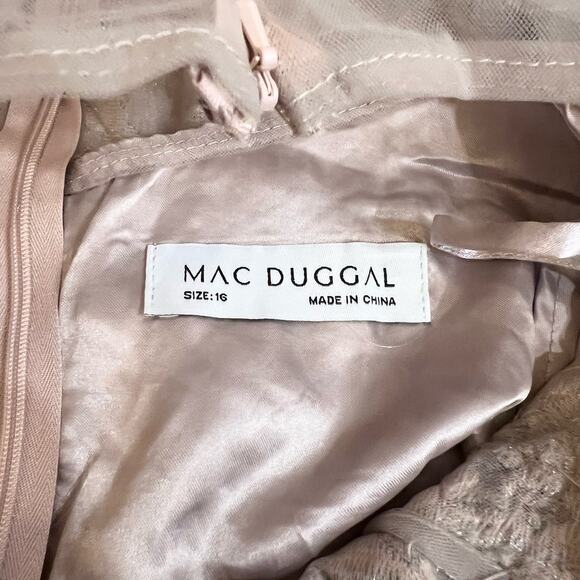 MAC DUGGAL 20337 Embellished Bow Belt Illusion Long Sleeve A Line Dress 16 NEW - Picture 8 of 10